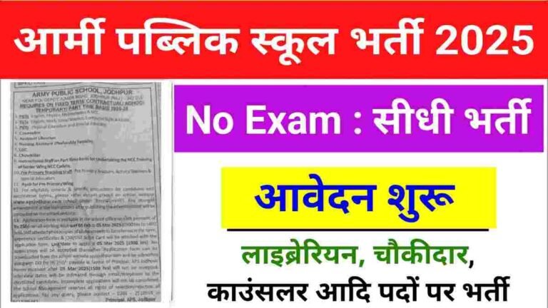 Army Public School Librarian Vacancy 2025