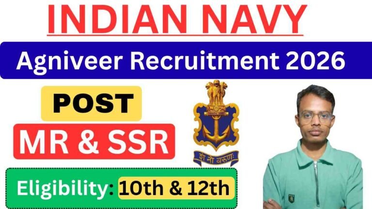 Indian Navy Agniveer MR SSR Recruitment 2026: Apply Online, Eligibility, Age Limit, Selection Process